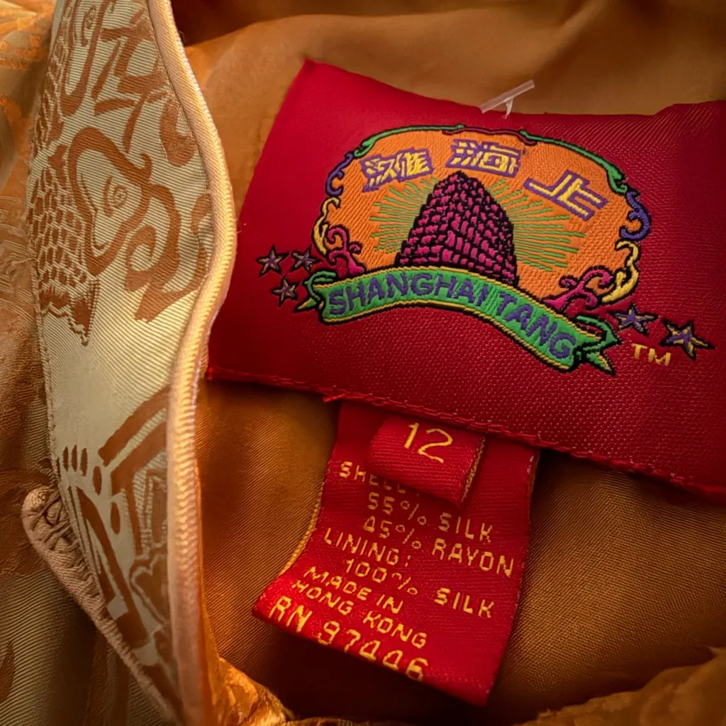 Shanghai Tang Silk Jacket Gold Size 12 - Image 3