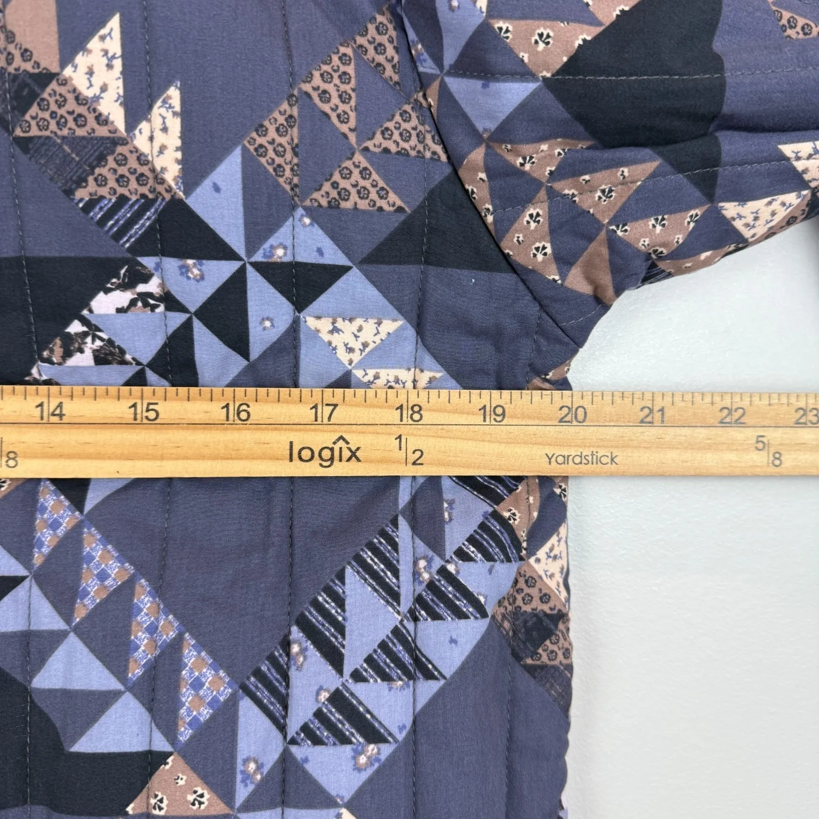 Universal Thread Quilted Jacket Women XS Blue Multi Geometric Patchwork Boho NWT - Image 8