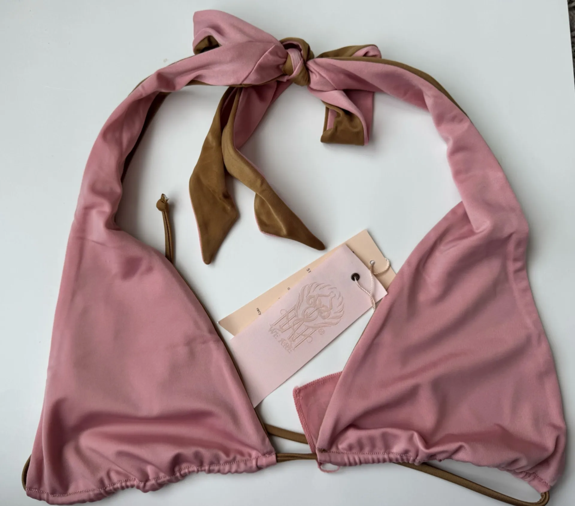 NWT We are HAH XL Free People Reversible Top Swim Dusty Rose Shroom Combo Size S Tan - Image 1