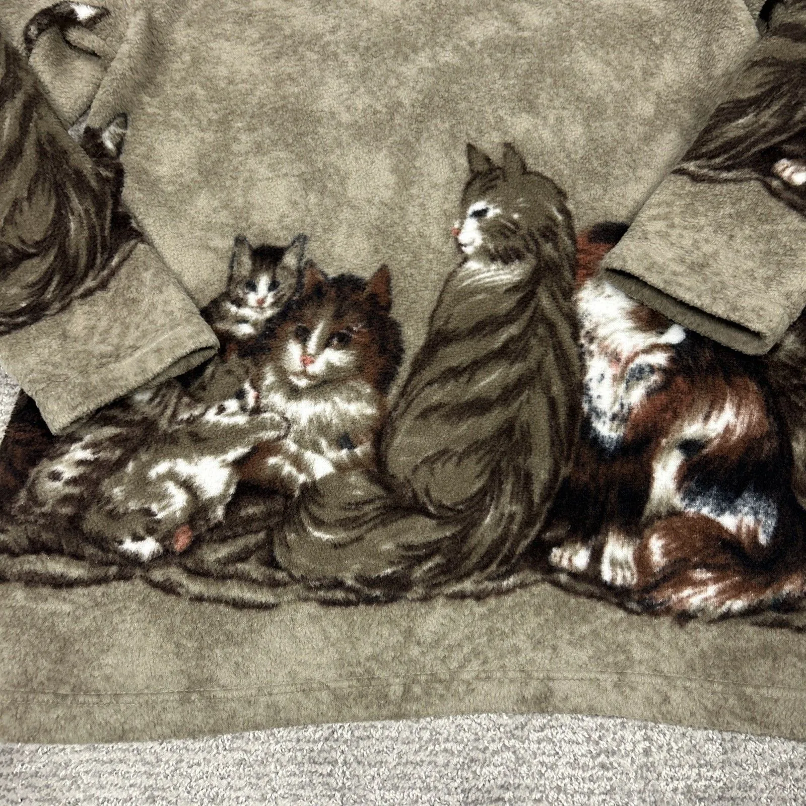 Bonworth Fleece Jacket Sweatshirt Womens Large Cat Zip Up Pockets Tan Brown - Image 6