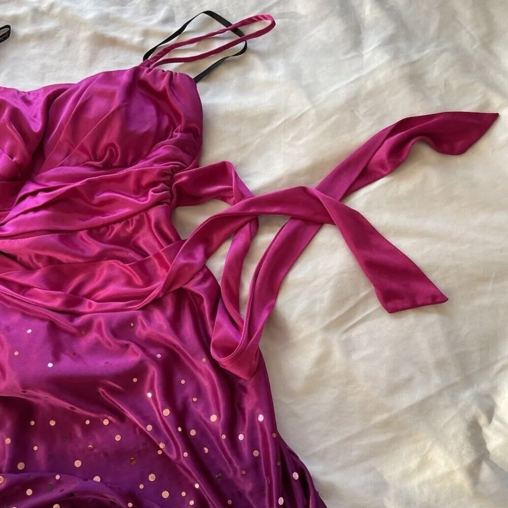 Vintage Speechless Women’s Sz S Mini Pink Dot Dress Bow Halter Y2K Barbie Fairy - Image 3