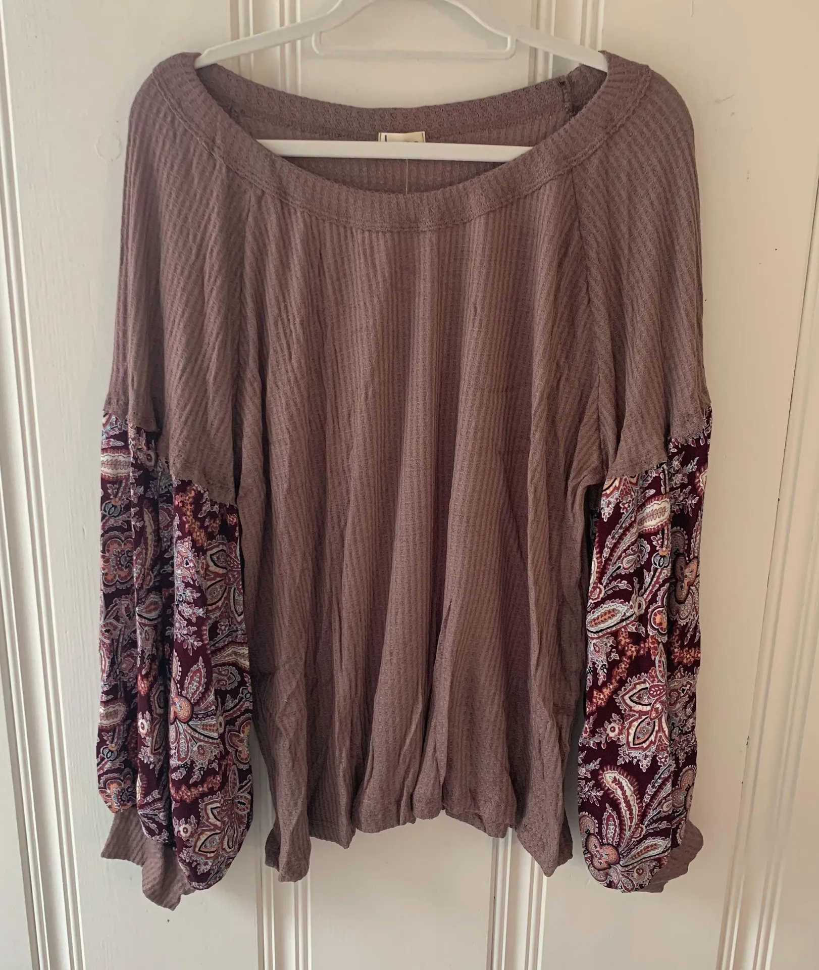 Baea Boho Thermal Blouson Mocha Brown Sleeve Shirt Size XL - Image 4