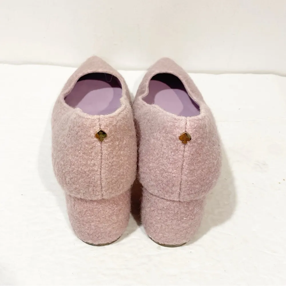 Kate Spade 9.5 Madlyne Lavender Winter Wool Pumps Block Heel Pointed Toe Shoes - Image 4