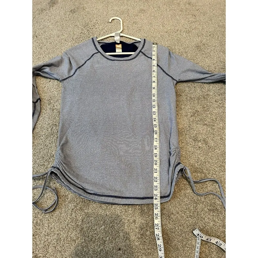 Lucy Tech M Workout Pullover Shirt Yoga Run Long Sleeve Top Ruching Keyhole Vent Blue Size M - Image 7
