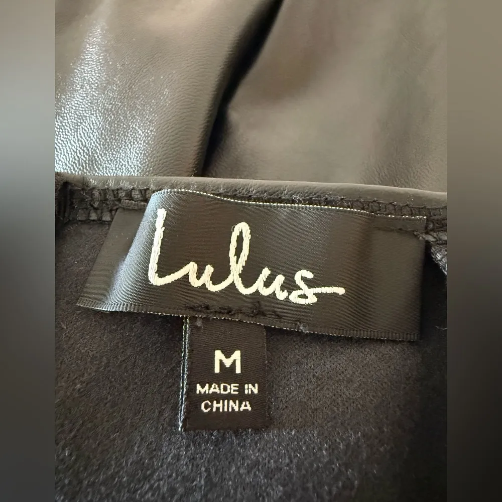 Lulus Taking Me There Black Vegan Leather Ruched Bodycon Mini Dress NWT Medium - Image 2