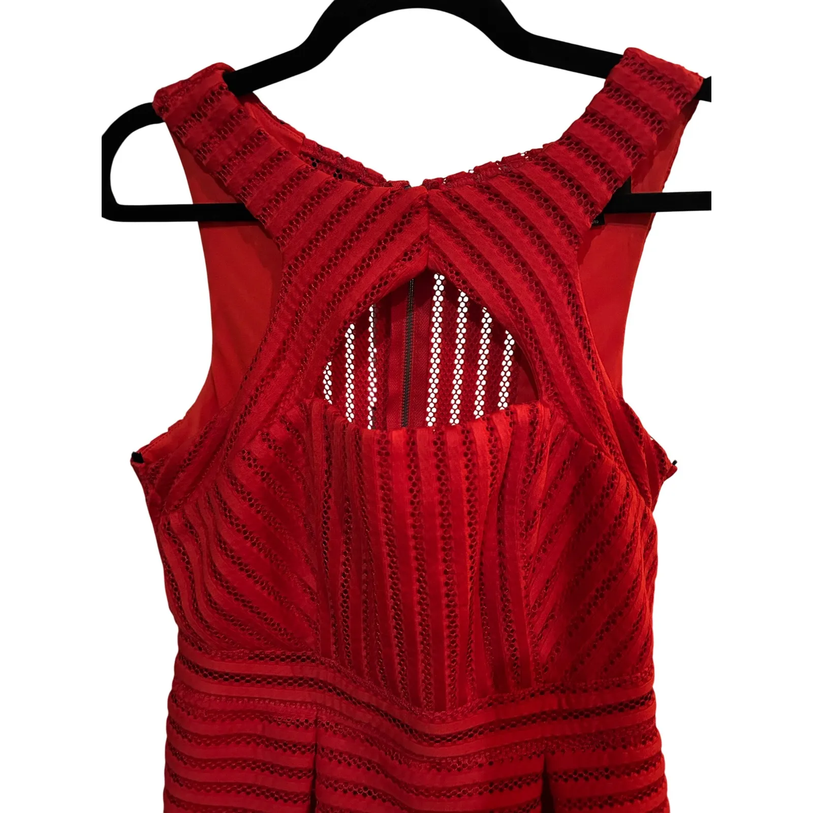 Jodi Kristopher Red Lace Fit & Flare Party Dress Sleeveless Cutout Back 13 - Image 3