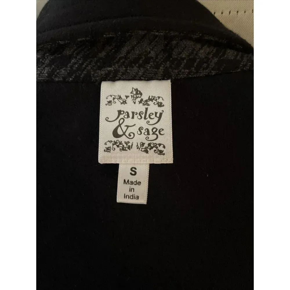 Parsley & Sage Small Long Jacket Button Down Coat Black‎ Grey Reversible Winter Gray - Image 7