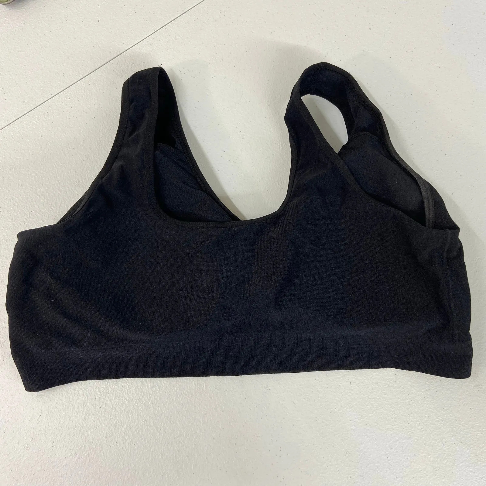 Rhonda Shear women's black stretch removable padding sports bra lounge floral 2X - Image 4