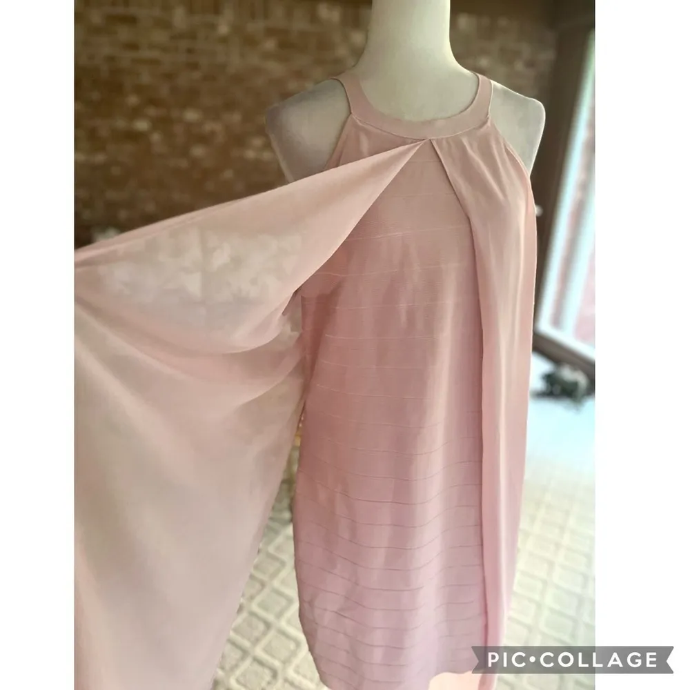 Venus Dress Halter Midi Pink Bandage Pink Chiffon Overlay 18 Cocktail Party Glam - Image 10