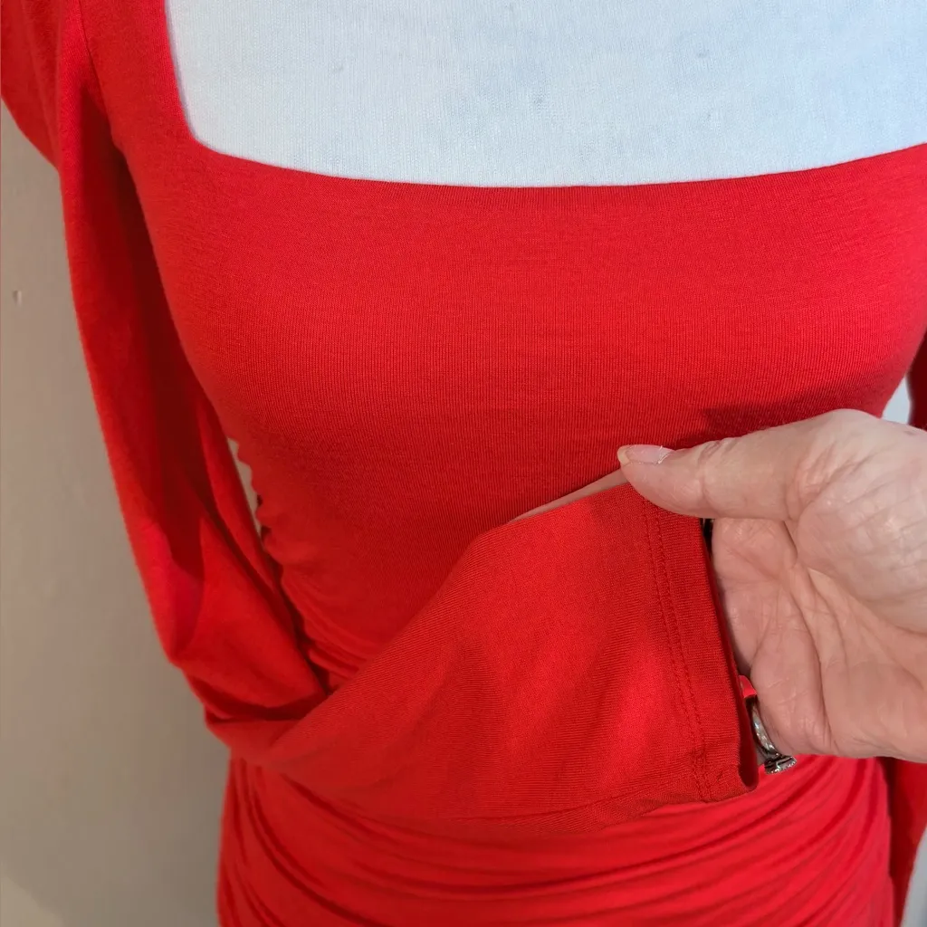 NWT Lovers + Friends Benae Square Neck Ruched Mini Dress Red – Size Small🧡 - Image 4