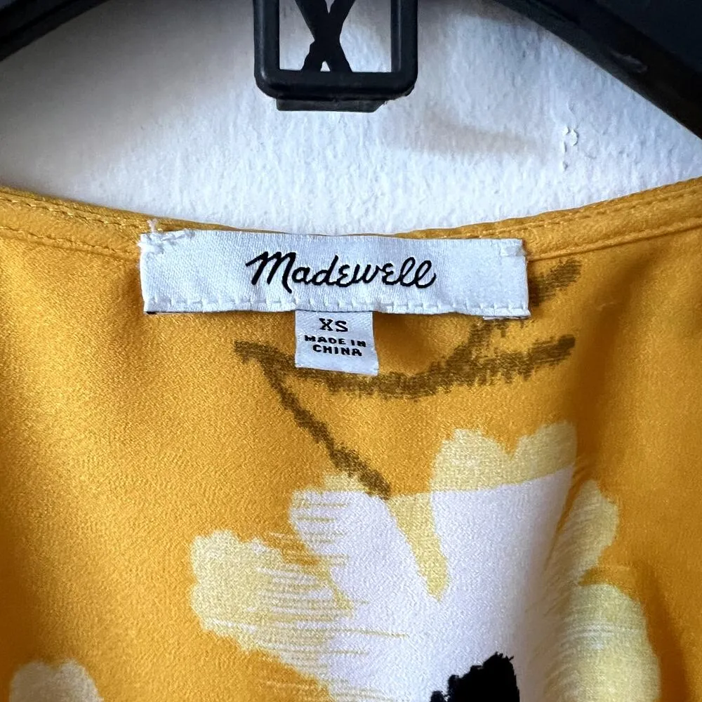 Madewell Puff-Sleeve Wrap Midi Dress in Ikat Floral size XS J3 - Image 3