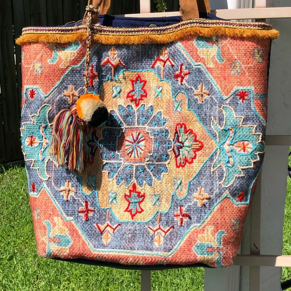 Large A & P Denim Carryall Tote - Image 3