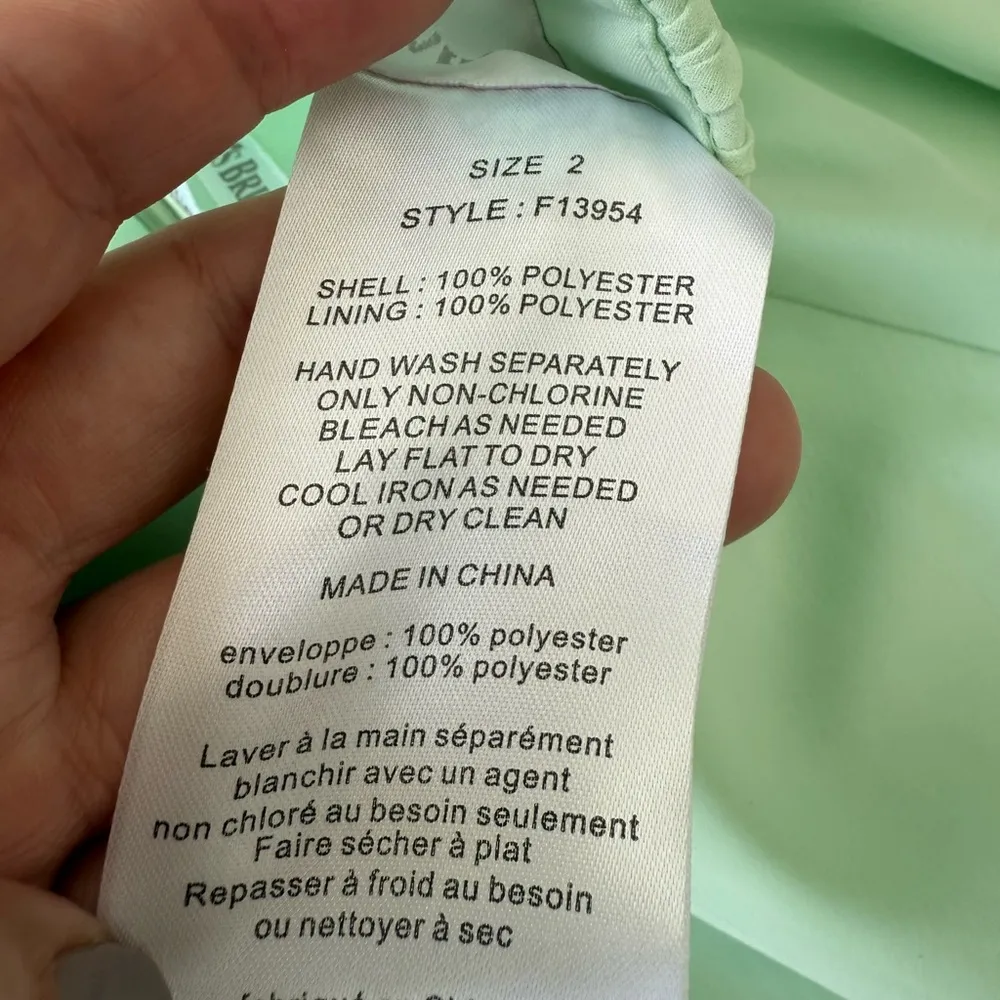 NWT David’s Bridal Short Halter Chiffon with Pleating STYLE# F13954 Green Dress - Image 8