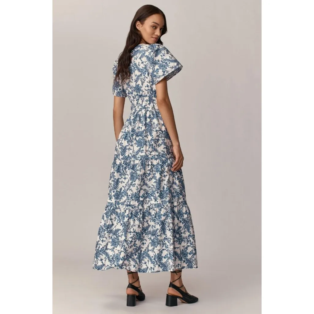NWT Anthropologie Maeve Somerset Maxi in Ivory Blue Floral Tiered Cotton Dress S - Image 3