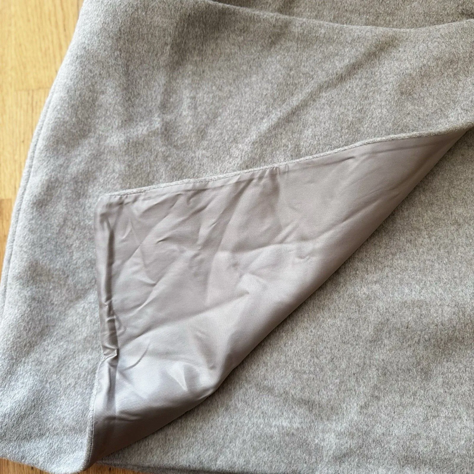 French Connection Adele Felt Mini Skirt Wool Blend Beige Sz 12 NWT Asymmetric - Image 13