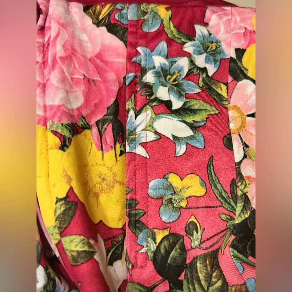 New York & Co. Floral Stretch Bodycon Strapless Midi Dress Sz S Pink Pockets - Image 8