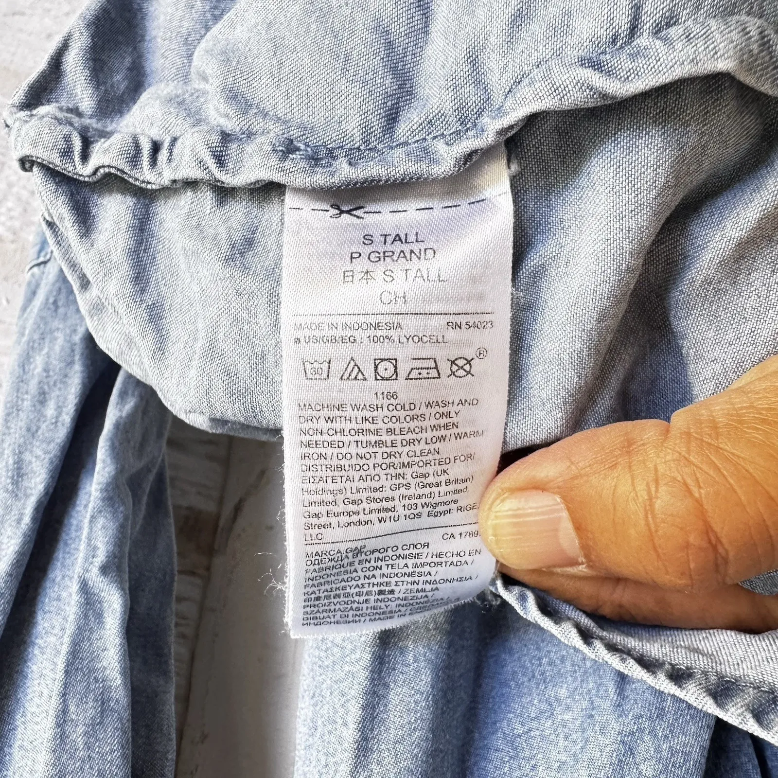 Gap Denim SHIRT Dress Size S Tall Blue Cotton‎ Button Front CHIC BOHO - Image 3