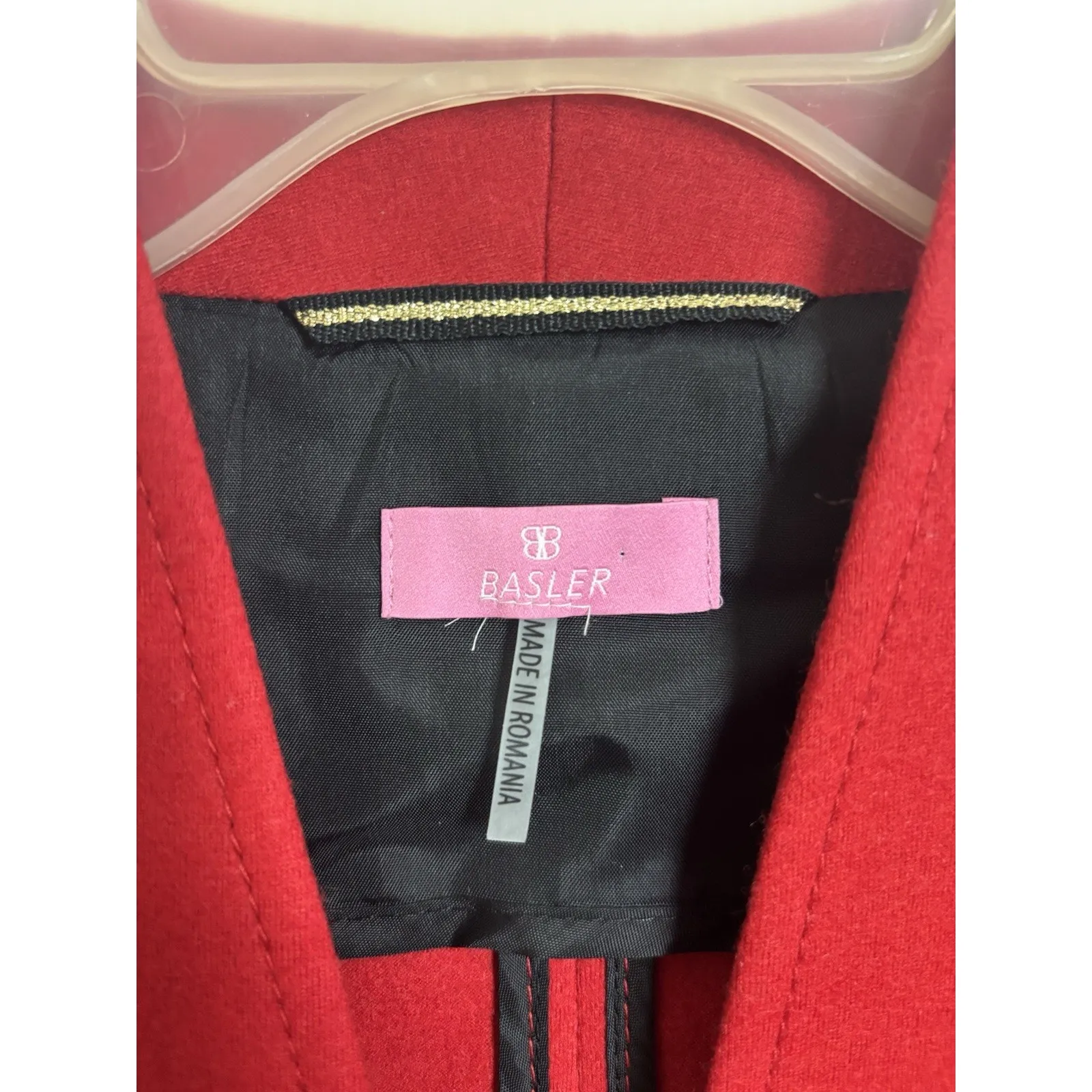 Baslar Red 100% Wool Blazer Jacket Size Medium UK 38 Quiet Luxury Designer - Image 5