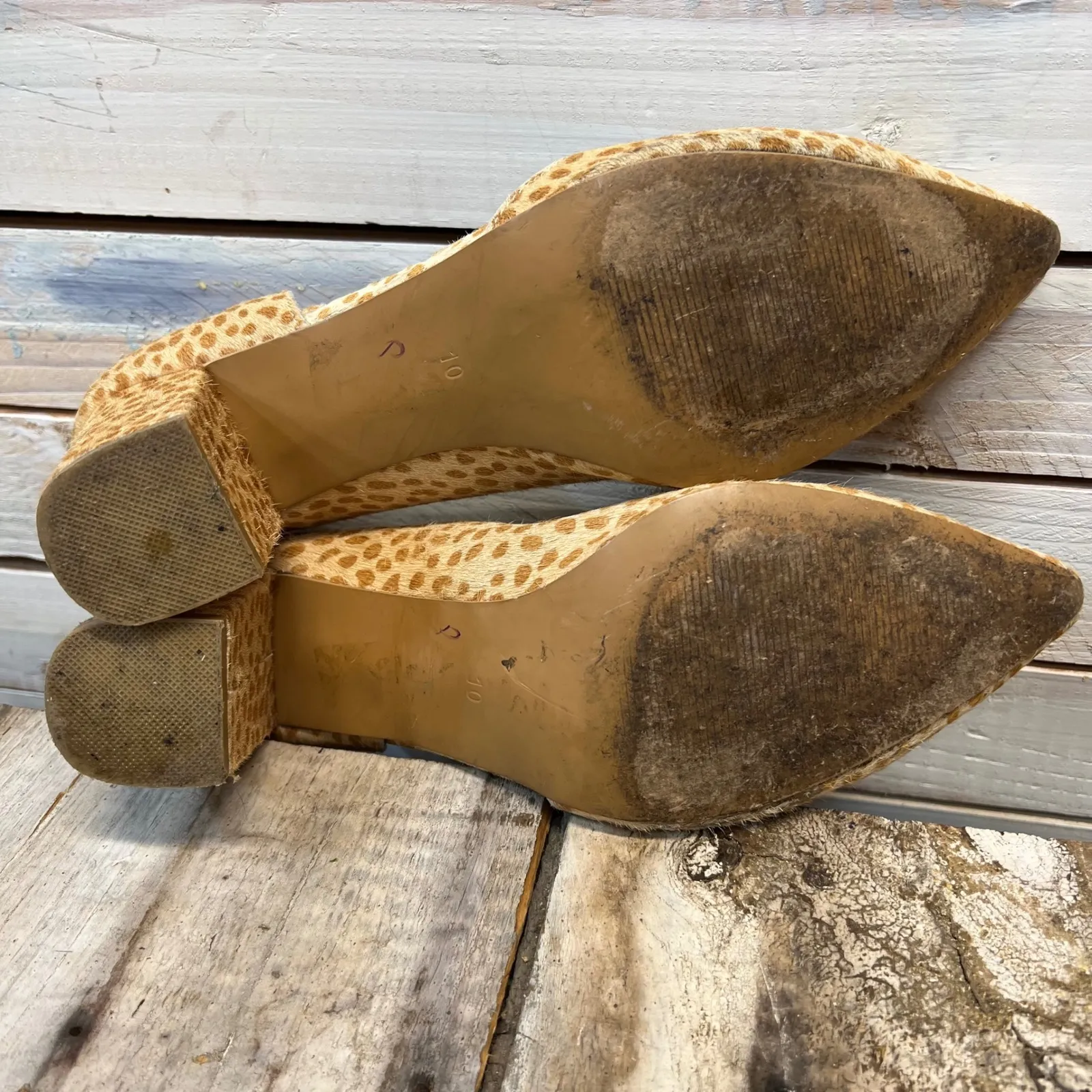 Pilcro And The Letterpress Calf Hair Block Heel Pumps Cheetah Anthropologie 10 - Image 9