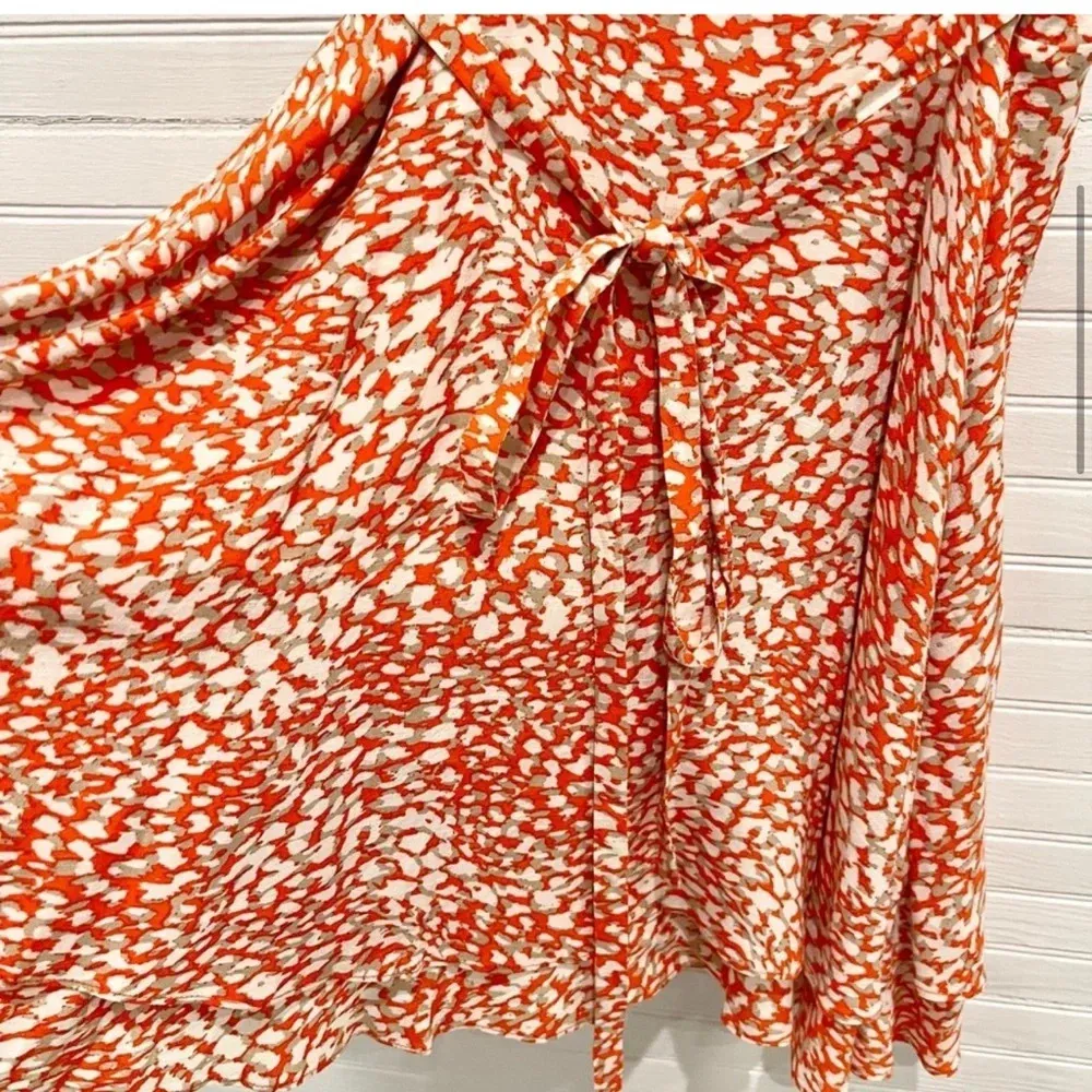 Free People Women's French Quarter Wrap Mini Dress Orange Print Size S Casual - Image 6