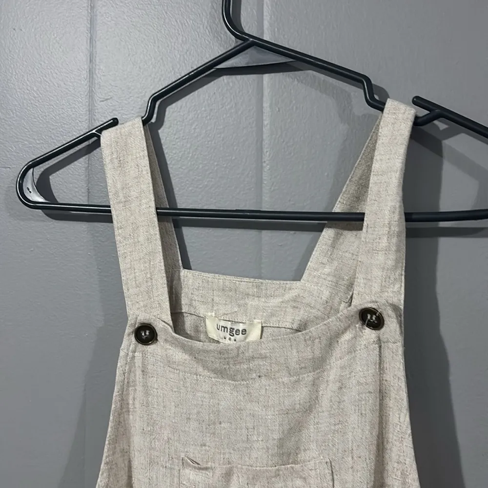 NWT Umgee Linen Cotton Blend Cream Overall Dress Size Small - Image 6