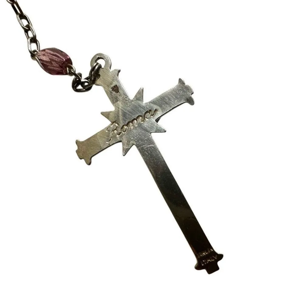 Roma sterling silver purple glass beaded rosary - Image 5