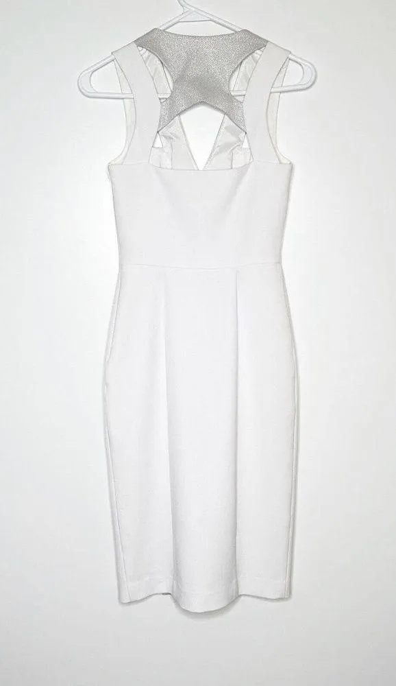 Black Halo Sheath Dress Women's Sleeveless White Silver Size 0 - Image 2