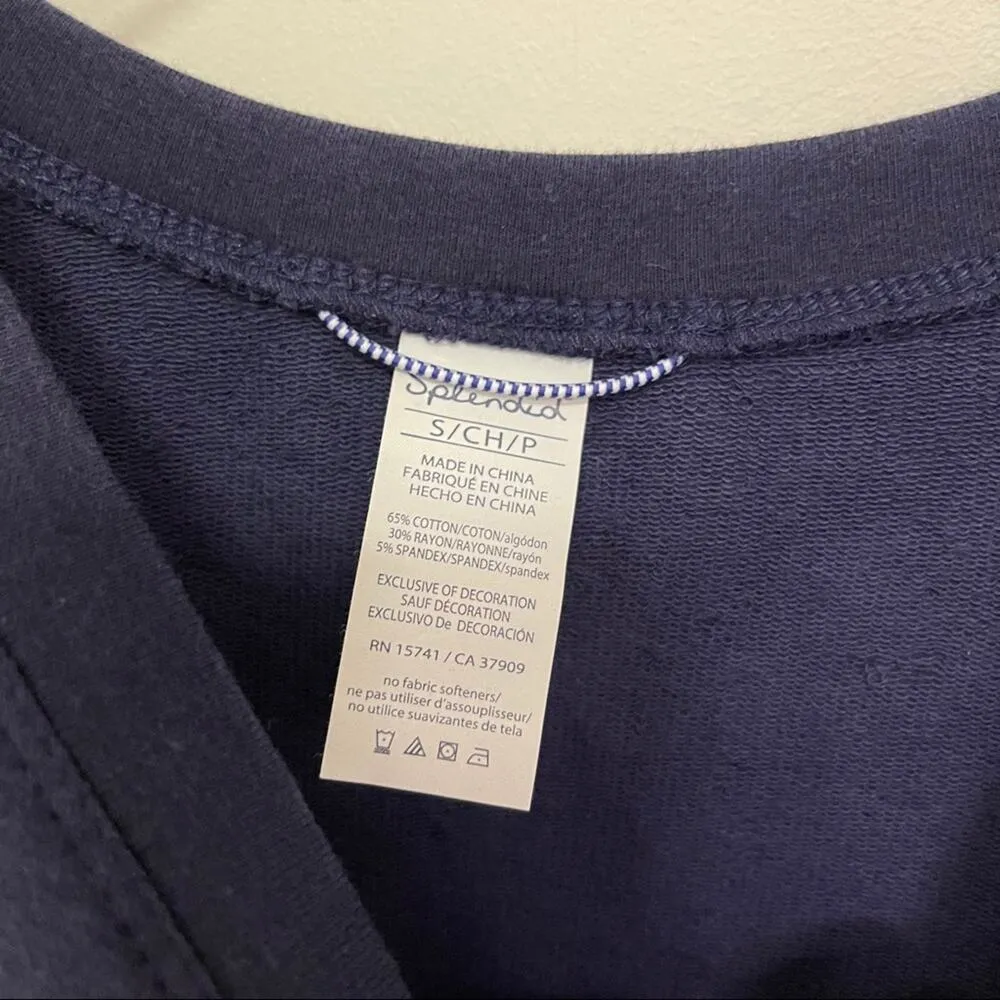 SPLENDID Small Navy Crop Tank Side Snap Buttons Sporty Summer NWT - Image 8