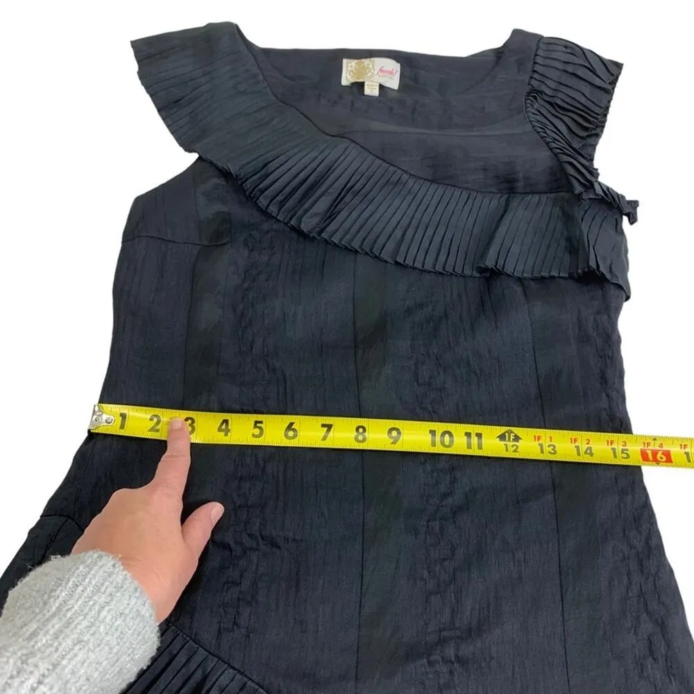 Frock! Tracy Reese | Size 6 | Linen Silk Asymmetrical Pleats Little Black Dress - Image 7