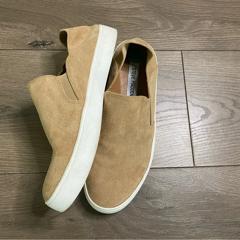Steve Madden Tan Faux Suede Slip On Sneakers 8 - Image 6