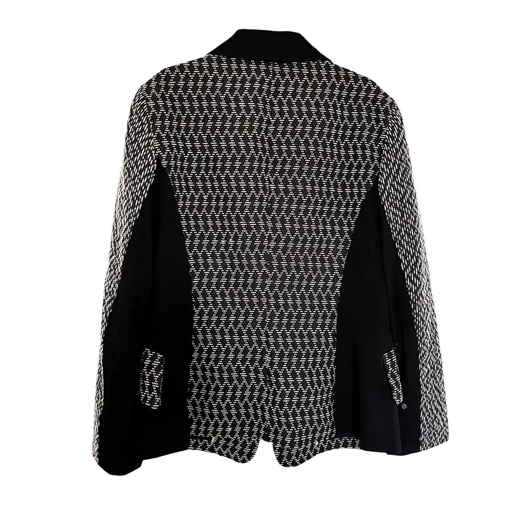 Yoana Baraschi Black White Geometric Pattern One Button Blazer Jacket Size 10 - Image 4