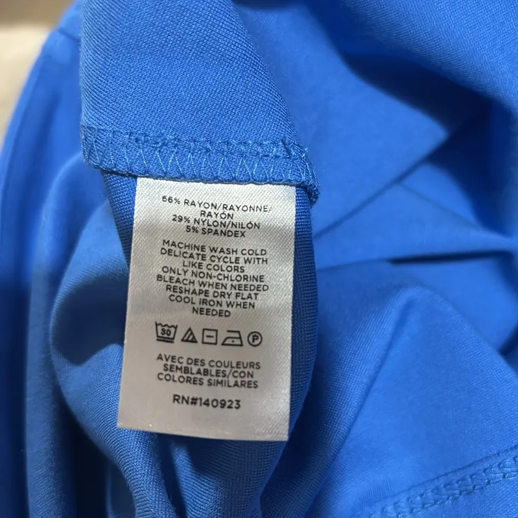 NWT 10 Loft Royal Blue maxi dress sleeveless stretch high neck fit and flare - Image 6