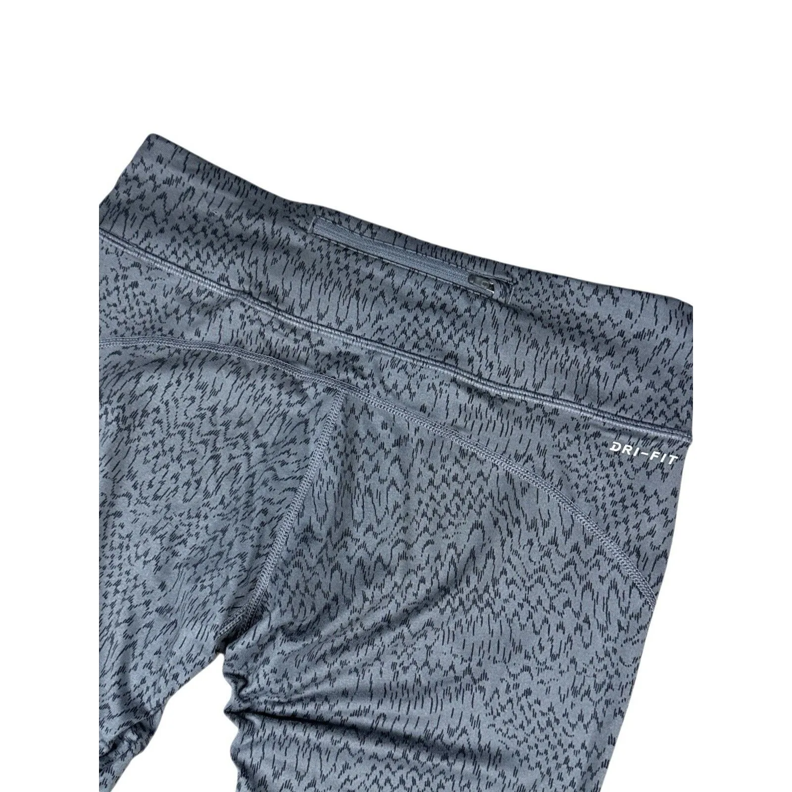 Nike Women's Power Epic Run Crop Printed Leggings Size M Grey Black Media Pocket - Image 4