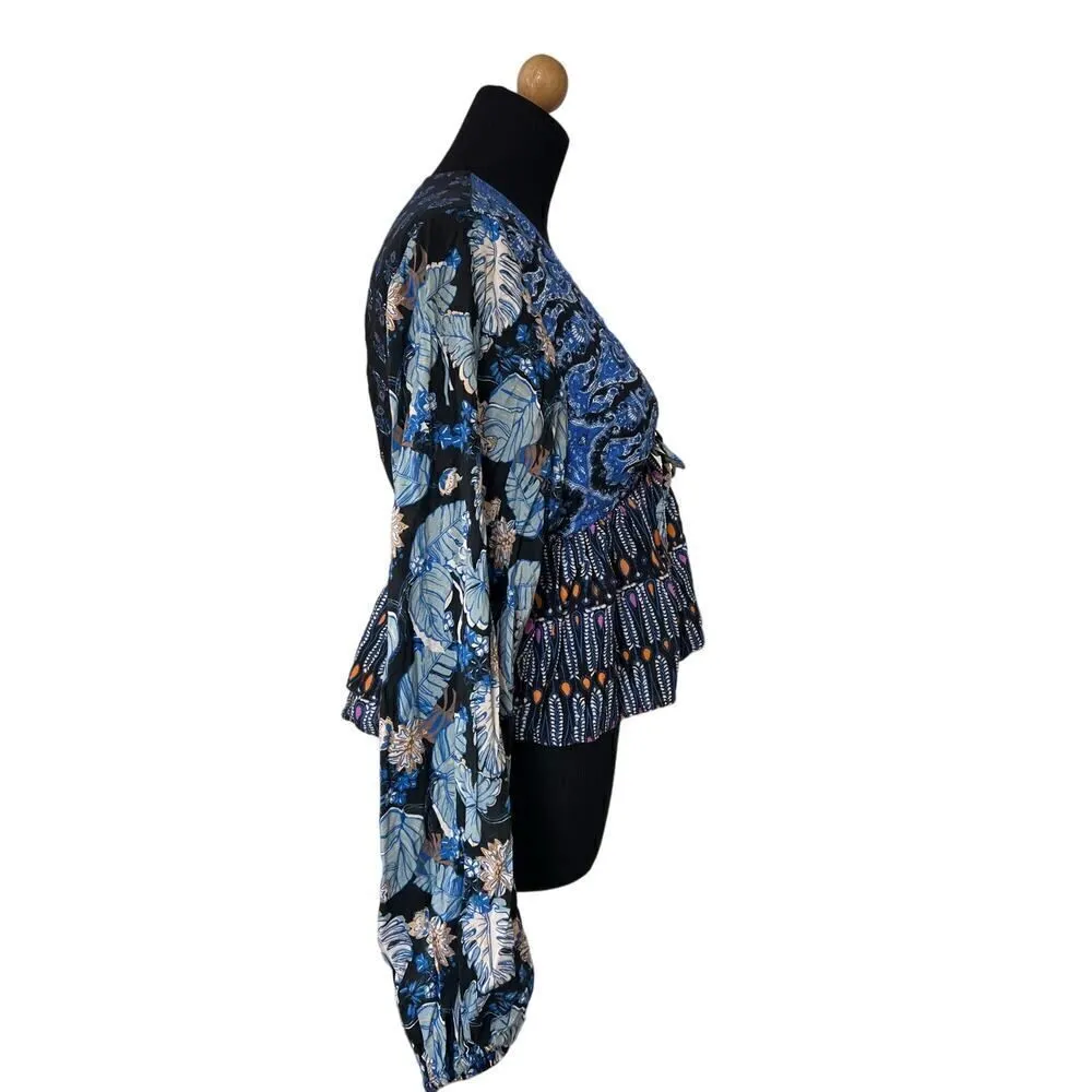 Free People Front Tie Cropped Long Sleeve Top XS - Image 5