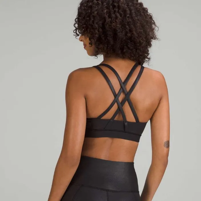 Lululemon energy sports bra black shine foil sz 12 - Image 4