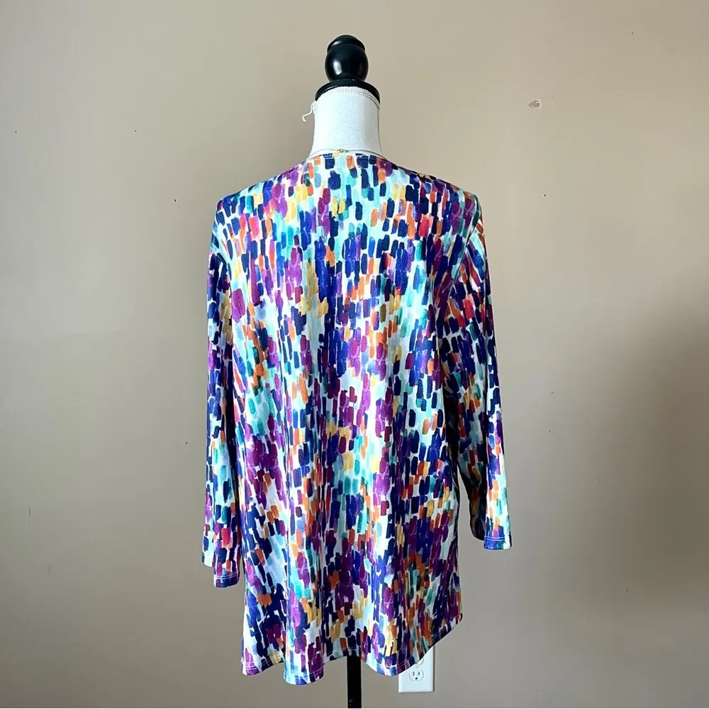 TRAVEL ESSENTIALS | Multicolored Open Cardigan Sz XL Blue - Image 4