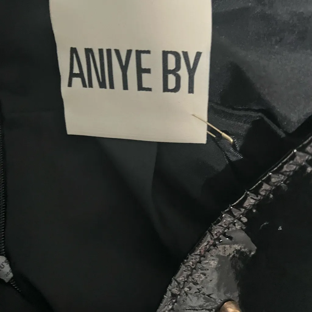 ANIYE BY Black Patent Effect Mini Rock Studded Skirt, New with Tags, Size XS - Image 8