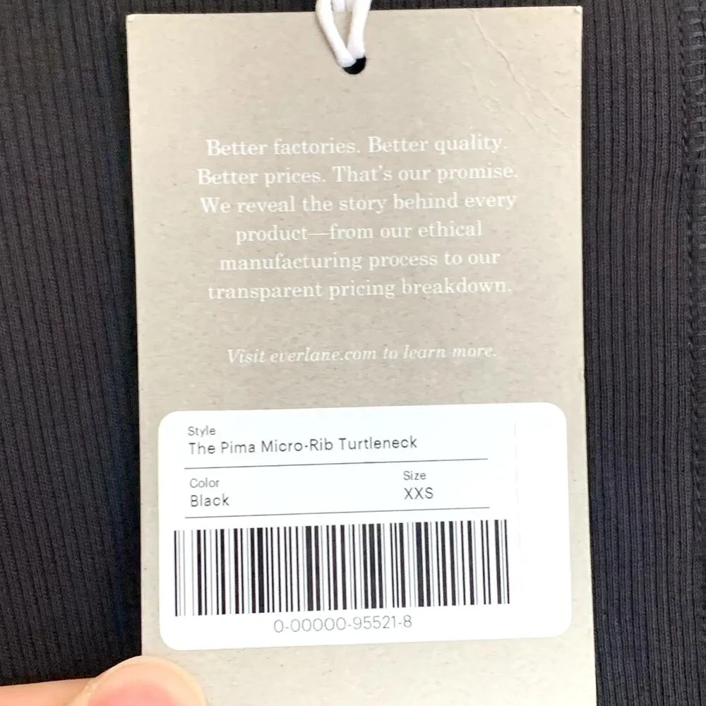 NWT Everlane The Pima Micro-Rib Turtleneck in Black - Image 8