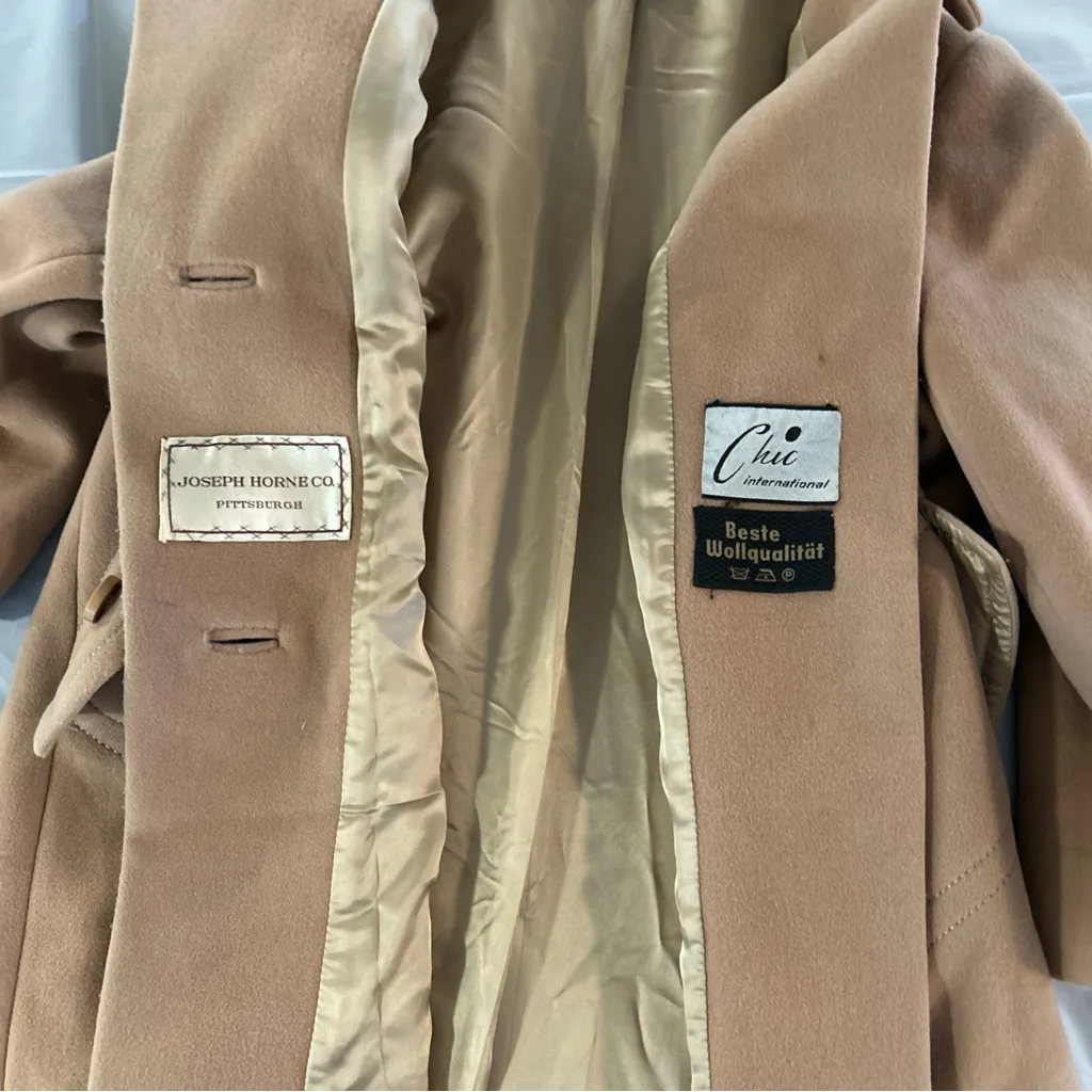 Vintage Womens Joseph Horne Co Tan Long Wool Coat Mid - Image 9