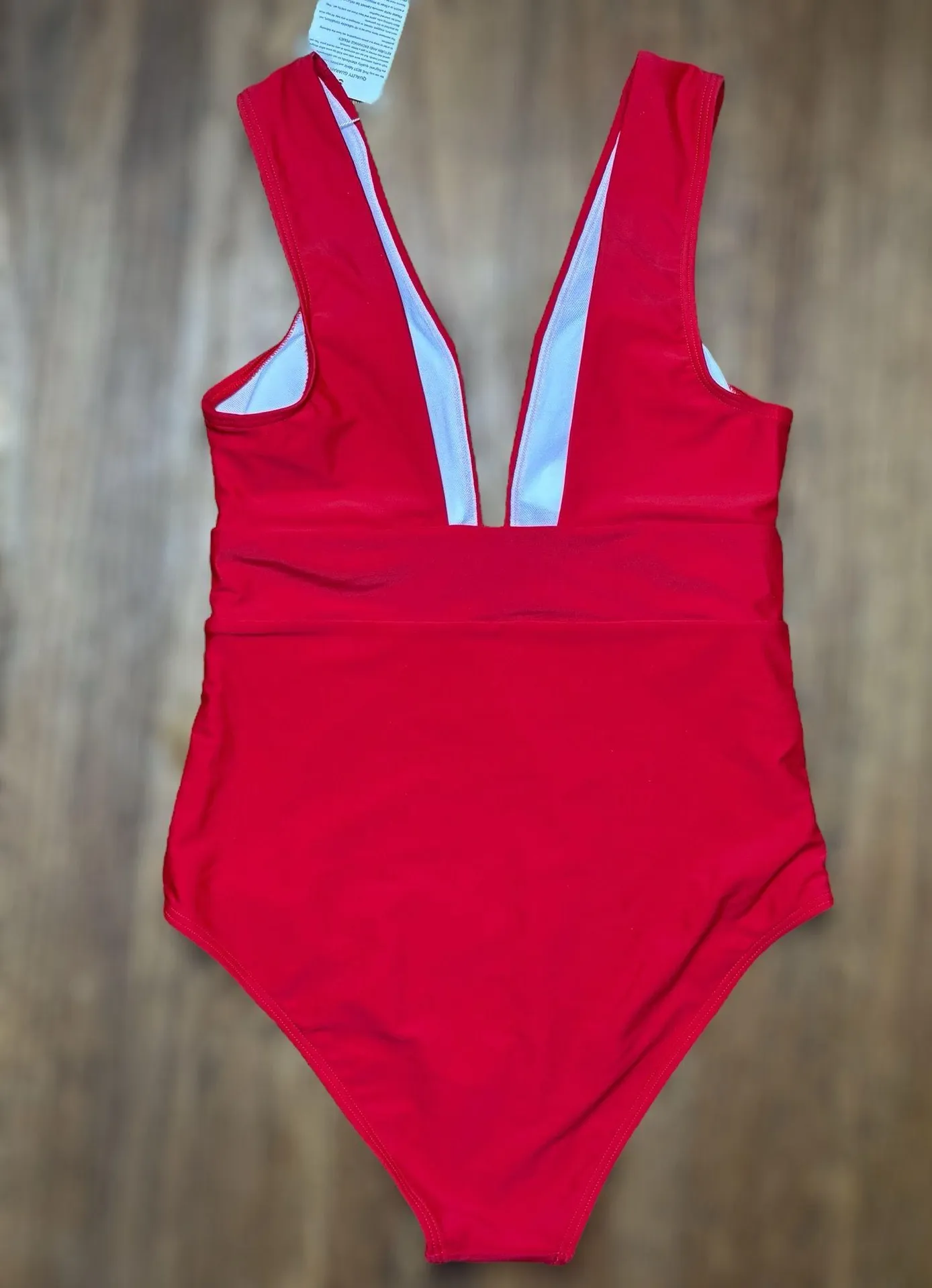 Cocoship Women's Size 6 Solid Red Plunging Neckline High Leg One Piece Swimsuit - Image 2