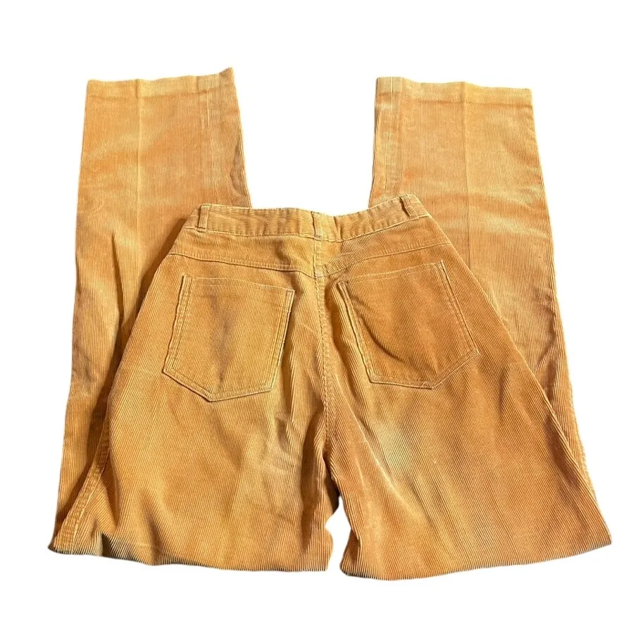 Petite Street‎ High Waisted Corduroy Pants Women Size 5 Caramel Flare Leg Orange - Image 4