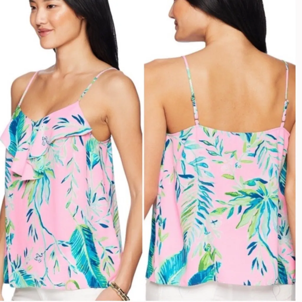 Lilly Pulitzer Karmen Cami Tank Coral Reef Tint Chimpoiserie Size XXS - Image 2