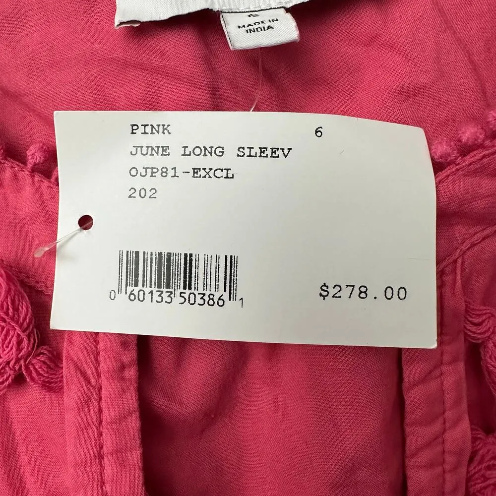 Intermix 6 Small June Tassel Organic Cotton V Neck Long Sleeve Romper Resortwear - Image 6