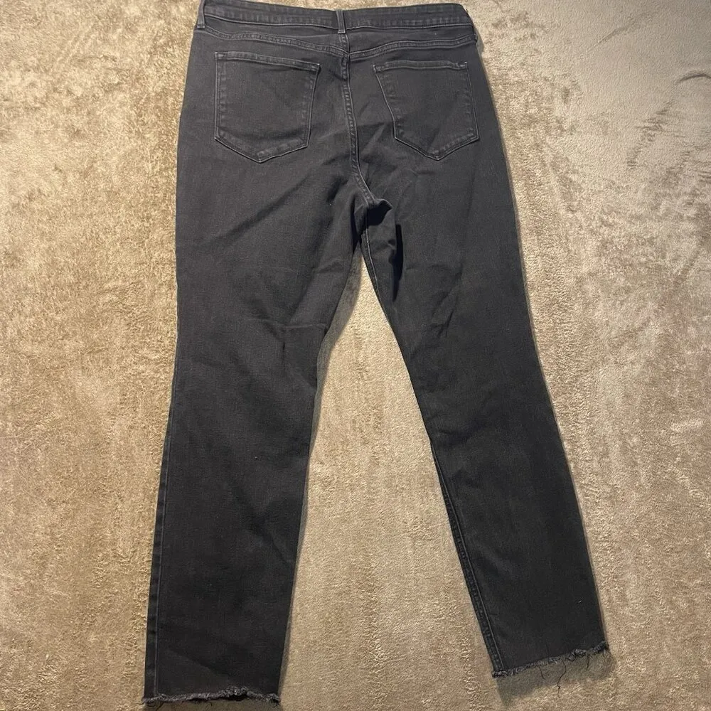 Old Navy Jeans Womens 14 Plus High Rise Straight Black Fringe Raw Hem Pants - Image 3