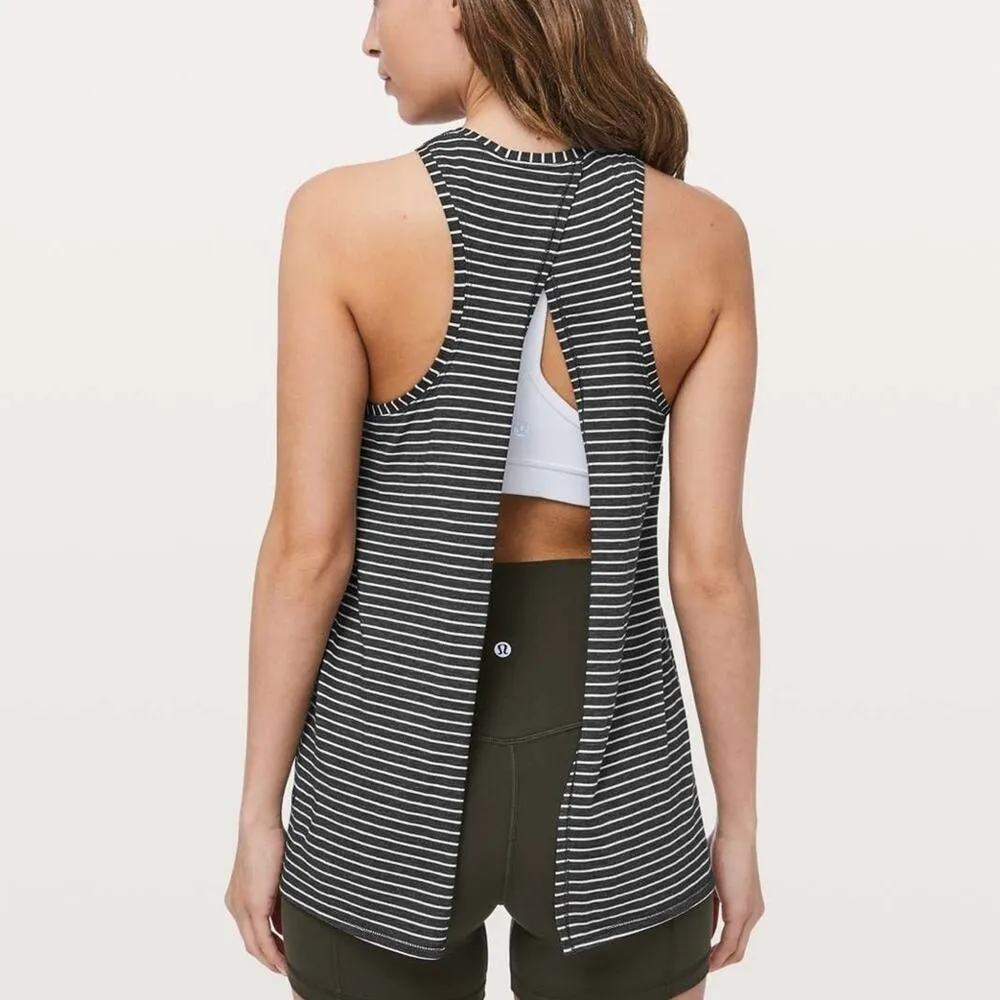 Lululemon All Tied Up Tank Modern Stripe Heathered Black White (First Release) - Image 2