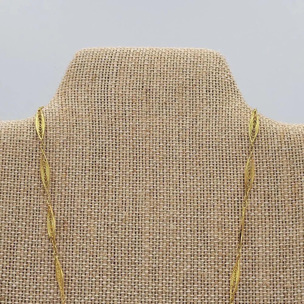 Trifari Gold Tone Filigree Link Chain Necklace Western Victorian Jewelry - Image 6