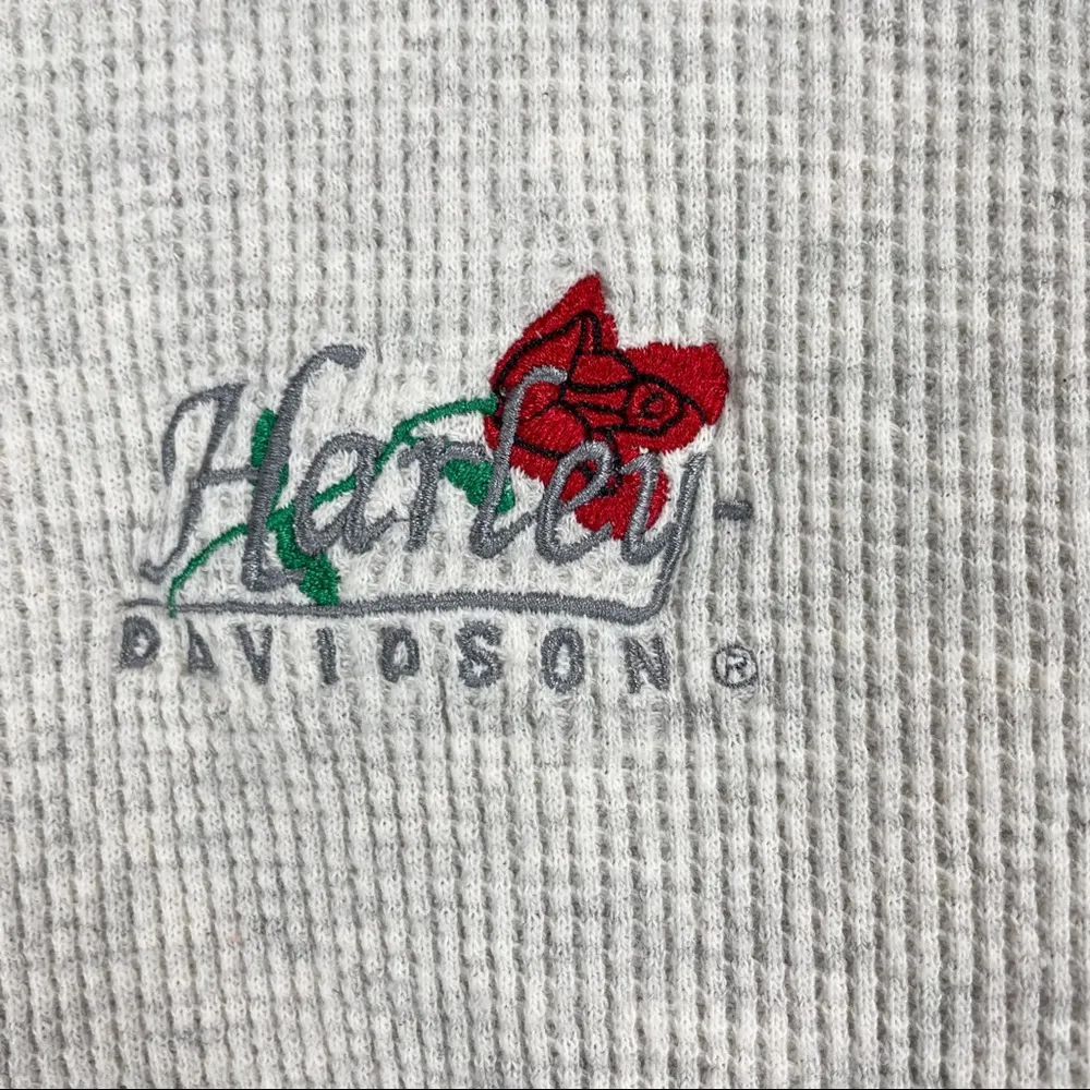 Harley Davidson  Rose Embroidered Waffle Knit Top - Image 4