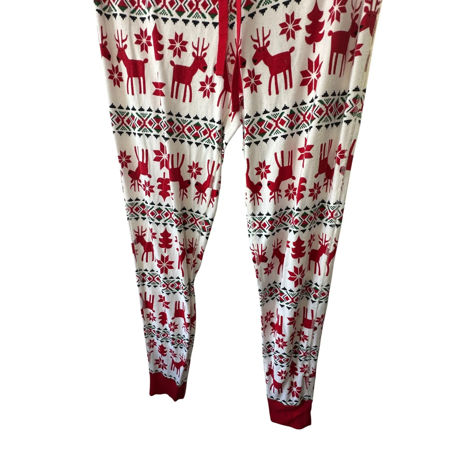 Hanna Andersson Red & White Holiday Christmas Reindeer Pajama Pants Medium New - Image 3