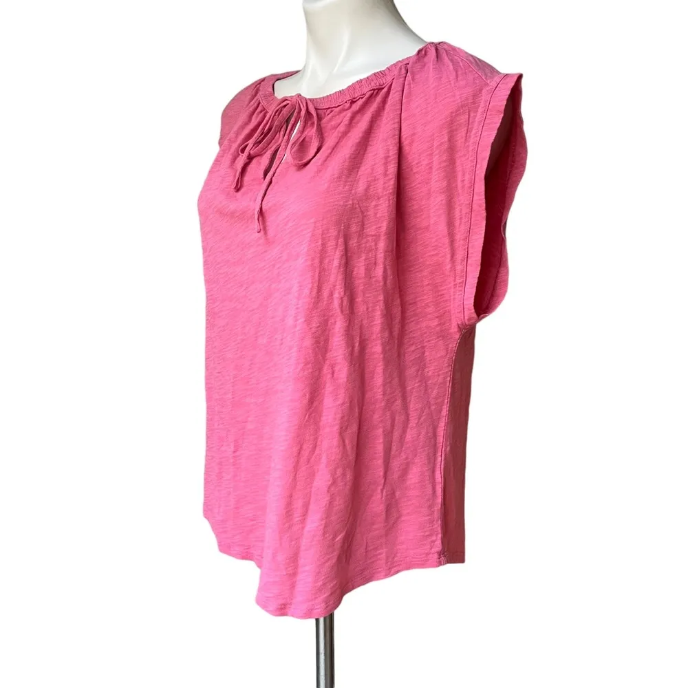 NWT, DYLAN Pink Short Cap Sleeve Tie Front Cotton Top, Sz S - Image 6