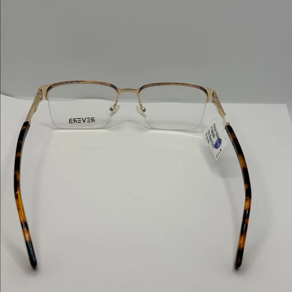 MENS Reverb gold tortoise shell METAL half rim frame 55 - Image 3